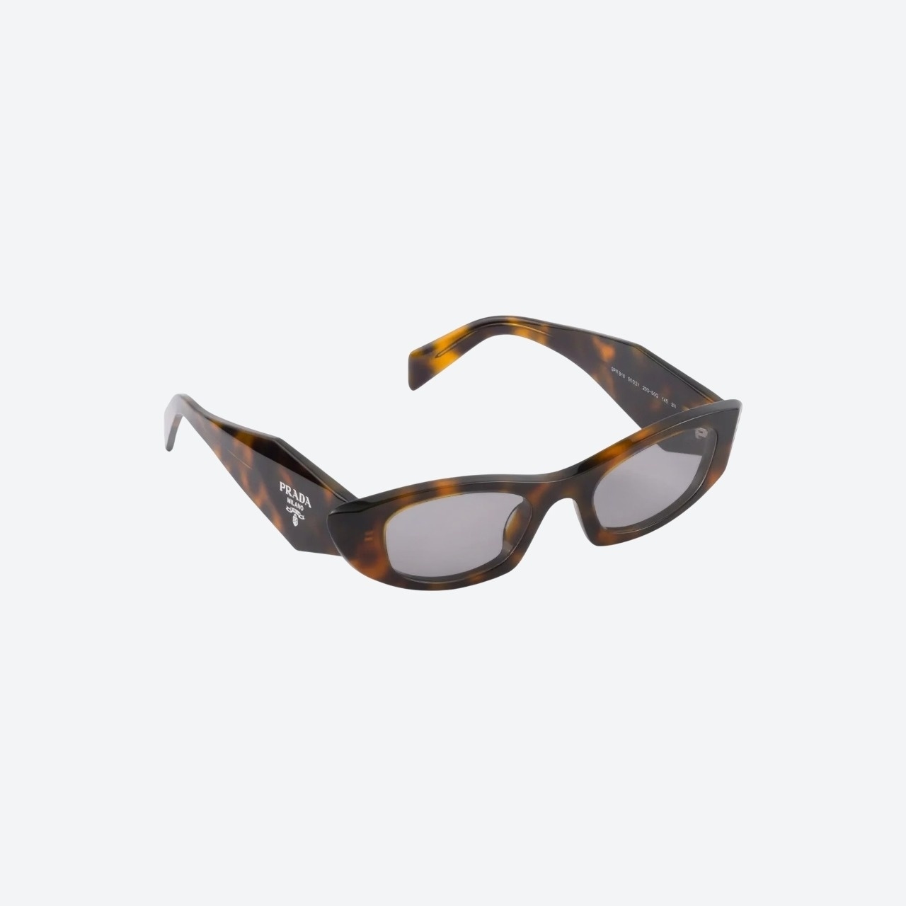 Prada Symbole cat-eye sunglasses in slate gray with gray lenses, front angle
